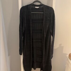 Maurices Charcoal Open-Front Long Cardigan